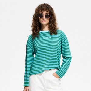 Longsleeve w paski - S - turkusowy - damska - Reserved - 732LD-66X