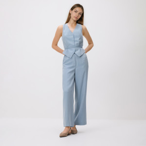 Szerokie spodnie - L - jasnoniebieski - damska - Reserved - 733JC-50X