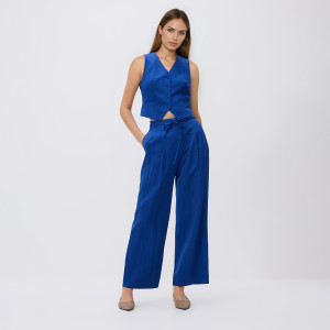 Luźne spodnie z lyocellem - XS - niebieski - damska - Reserved - 734JC-57X