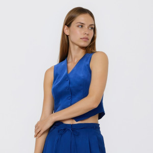 Kamizelka z lyocellem - L - niebieski - damska - Reserved - 735JC-57X