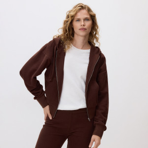 Rozpinana bluza z kapturem - S - brązowy - damska - Reserved - 736GA-84X