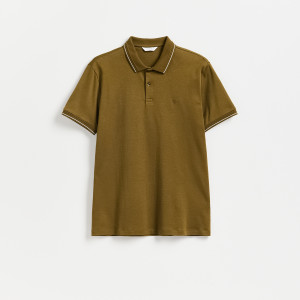 Bwełniana koszulka polo slim - S - jasnozielony - męska - Reserved - 736JE-70X
