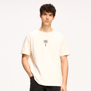 T-shirt comfort z nadrukiem - S - złamana biel - męska - Reserved - 737JM-01X