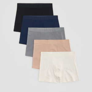 5 pack bokserek long z merceryzowanej bawełny - M - beżowy - męska - Reserved - 739HH-80X