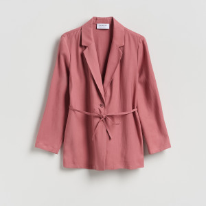 Marynarka z wiązaniem - S - brudny róż - damska - Reserved - 739JC-39X