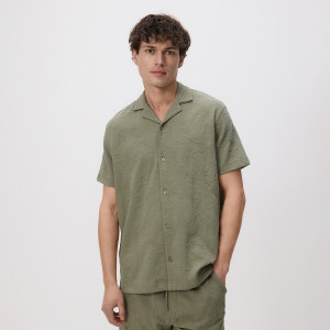 Koszula regular fit z haftem - XL - jasny zielony - męska - Reserved - 739JE-97M