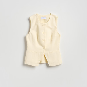 Kamizelka z wiskozą - S - żółty - damska - Reserved - 740JC-11X