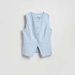 Kamizelka z wiskozą - M - jasnoniebieski - damska - Reserved - 740JC-50X