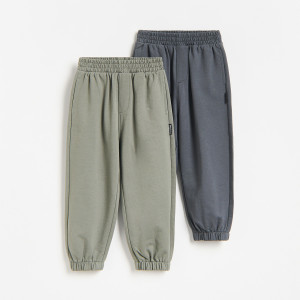 Bawełniane spodnie jogger 2 pack - 110 (4-5 lat) - ciemnoszary - chłopcy - Reserved - 740JU-90X
