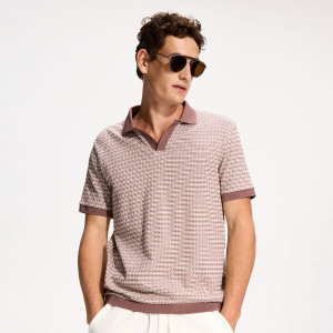 Strukturalne polo regular fit - XL - brudny róż - męska - Reserved - 741JE-39X