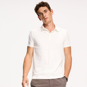 Koszulka polo slim - S - złamana biel - męska - Reserved - 743JE-01X