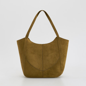 Torebka shopper z imitacji zamszu - ONE SIZE - brązowy - damska - Reserved - 745CP-82X