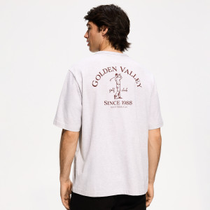 T-shirt relaxed fit z nadrukiem - S - jasnoszary - męska - Reserved - 746JM-09M