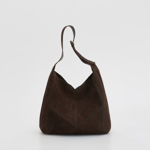 Zamszowa torebka shopper - ONE SIZE - ciemnobrązowy - damska - Reserved - 747CP-89X
