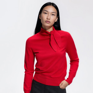 Sweter z dodatkiem wiskozy - L - czerwony - damska - Reserved - 747KZ-33X