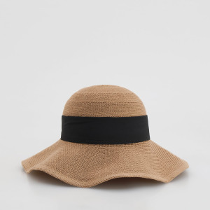 Kapelusz z kokardą - M - kremowy - damska - Reserved - 751IC-12X