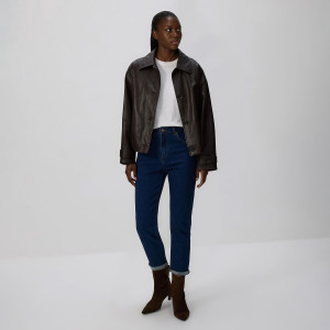 Jeansy boyfriend slim - 40 - granatowy - damska - Reserved - 753FZ-95J