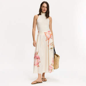 Spódnica midi w kwiaty - L - wielobarwny - damska - Reserved - 754KB-MLC