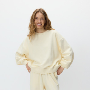 Gładka bluza z bawełną - L - kremowy - damska - Reserved - 758HS-02X