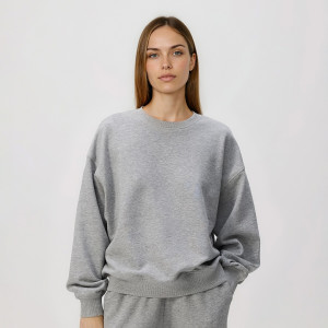 Gładka bluza z bawełną - L - jasnoszary - damska - Reserved - 758HS-09M