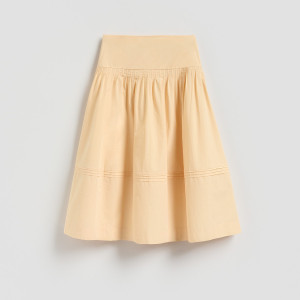 Bawełniana spódnica midi - XS - żółty - damska - Reserved - 758KB-11X