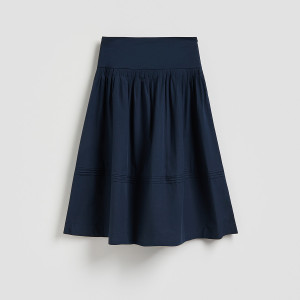 Bawełniana spódnica midi - L - granatowy - damska - Reserved - 758KB-59X