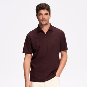 Koszulka polo comfort ze wzorem - XL - bordowy - męska - Reserved - 759JE-83X