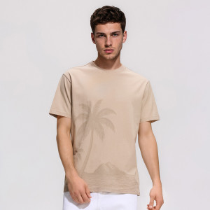 T-shirt comfort z nadrukiem - XXL - beżowy - męska - Reserved - 759JM-08X
