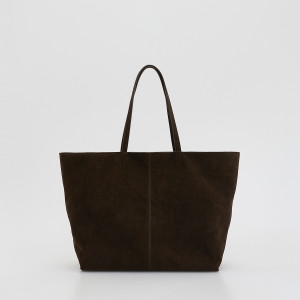 Torebka shopper z imitacji zamszu - ONE SIZE - ciemnobrązowy - damska - Reserved - 763FC-89X