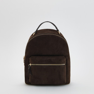 Plecak z imitacji zamszu - ONE SIZE - ciemnobrązowy - damska - Reserved - 765FC-89X