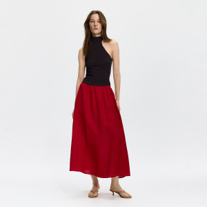 Spódnica midi z lnem - XXL - czerwony - damska - Reserved - 766KB-33X