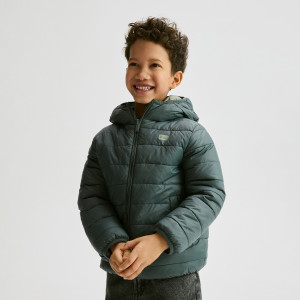 Dwustronna kurtka z kapturem - 116 (5-6 lat) - ciemnozielony - chłopcy - Reserved - 770HF-79X