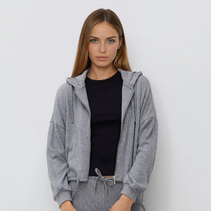 Rozpinana bluza z wiskozą - M - ciemnoszary - damska - Reserved - 771HS-90X