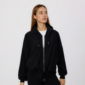 Rozpinana bluza z wiskozą - L - czarny - damska - Reserved - 771HS-99X