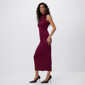 Spódnica z naszywkami - L - burgundowy - damska - Reserved - 773JC-43X