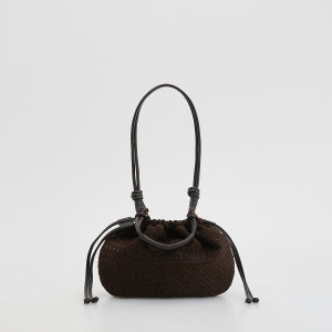 Pleciona torebka z imitacji zamszu - ONE SIZE - ciemnobrązowy - damska - Reserved - 774FC-89X