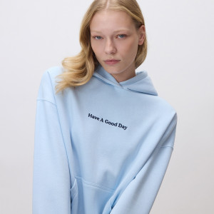 Bluza z napisem - XL/XXL - jasnoniebieski - damska - Reserved - 774HS-05X