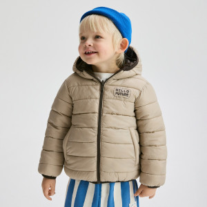 Dwustronna kurtka z kapturem - 80 (9-12 m.) - ciemnobrązowy - chłopcy - Reserved - 778HF-89X