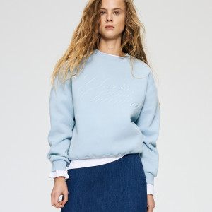Bluza z haftem - L - jasnoniebieski - damska - Reserved - 778HS-07X