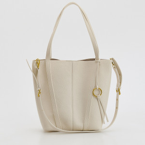 Torebka shopper z zawieszką - ONE SIZE - złamana biel - damska - Reserved - 779FC-01X