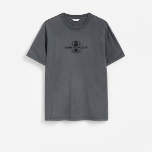 T-shirt comfort z nadrukiem - S - szary - męska - Reserved - 779JM-85X