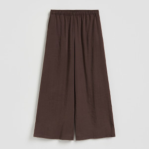 Szerokie spodnie z modalem - L - ciemnobrązowy - damska - Reserved - 779KG-89X