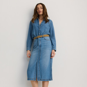Jeansowa spódnica midi - XS - niebieski - damska - Reserved - 7800B-50J