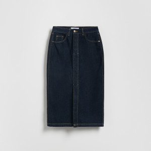 Jeansowa spódnica midi - XS - granatowy - damska - Reserved - 7800B-59J