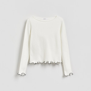 Sweter z wiskozą - L - złamana biel - damska - Reserved - 780IP-01X