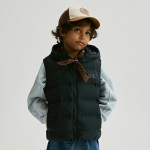 Pikowana kamizelka z kapturem - 104 (3-4 lata) - ciemnoszary - chłopcy - Reserved - 783HF-90X