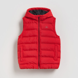 Pikowana kamizelka z kapturem - 116 (5-6 lat) - czerwony - chłopcy - Reserved - 784HF-33X