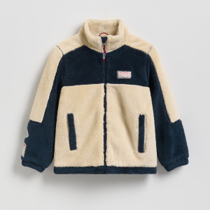 Kurtka sherpa ze stójką - 158 (12 lat) - granatowy - chłopcy - Reserved - 787HF-59X