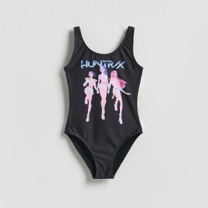 Jednoczęściowy strój kąpielowy Kpop Demon Hunters™ - 134/140 (8-9 lat) - czarny - dziewczynki - Reserved - 791KD-99X