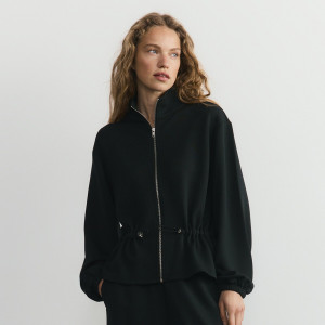 Rozpinana bluza z modalem - L - czarny - damska - Reserved - 793HS-99X